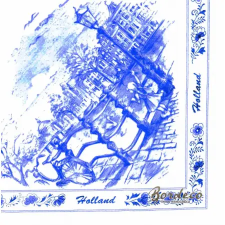 Serwetka do decoupage holenderskie miasta nad kanałem na niebiesko 33x33 MIMEX Unikat