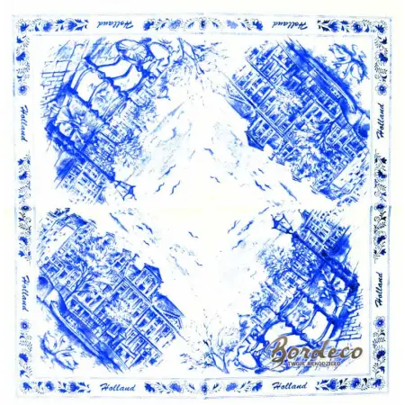 Serwetka do decoupage holenderskie miasta nad kanałem na niebiesko 33x33 MIMEX Unikat