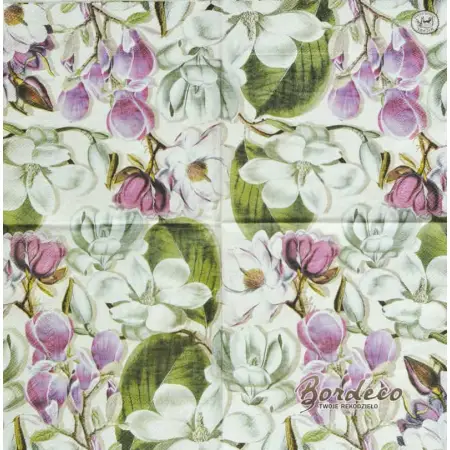 Serwetka do decoupage białe i różowe magnolie 33x33 MICHEL Unikat