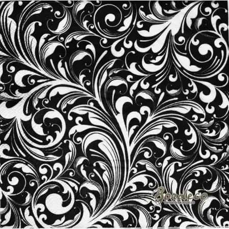 Serwetka do decoupage czarno-biały ornament 33x33 MICHEL Unikat