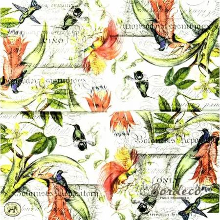 Serwetka do decoupage egzotyczne ptaki i kwiaty 25x25 MICHEL Unikat