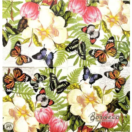 Serwetka do decoupage magnolia i motyle 25x25 MICHEL Unikat