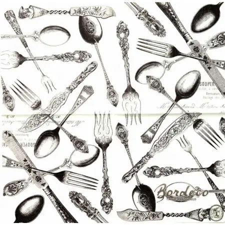 Serwetka do decoupage sztućce retro 25x25 MICHEL Unikat