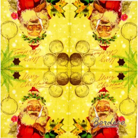 Serwetka do decoupage Mikołaj z piórem 33x33 NOUVEAU Unikat