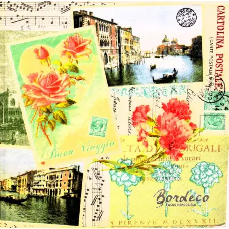 Serwetka do decoupage Wenecja, vintage 33x33 NOUVEAU Unikat