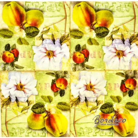 Serwetka do decoupage jabłka i kwiat jabłoni 33x33 NOUVEAU Unikat