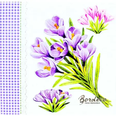 Serwetka do decoupage bukiety krokusów 33x33 NOUVEAU Unikat