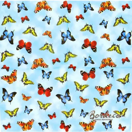Serwetka do decoupage kolorowe motylki 33x33 NOUVEAU Unikat