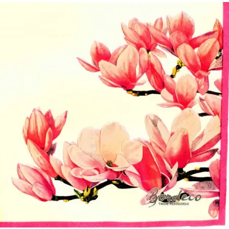Serwetka do decoupage różowa magnolia 33x33 NOUVEAU Unikat