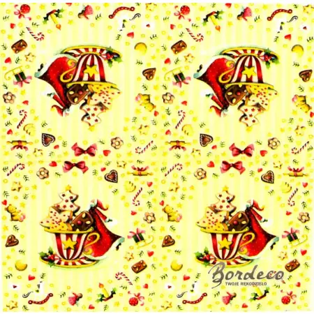 Serwetka do decoupage świąteczne pierniki w filiżance33x33 NOUVEAU Unikat