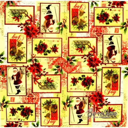 Serwetka do decoupage dawne karty świąteczne 33x33 NOUVEAU Unikat