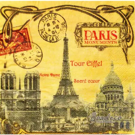 Serwetka do decoupage zabytki Paryża 33x33 ORVAL Unikat