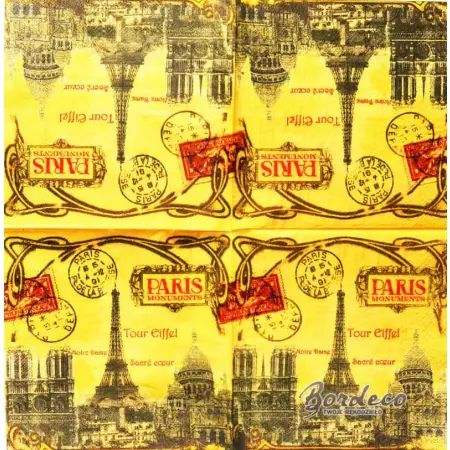 Serwetka do decoupage zabytki Paryża 33x33 ORVAL Unikat
