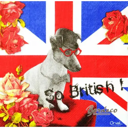 Serwetka do decoupage pies w okularach i muszce 33x33 ORVAL Unikat