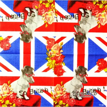 Serwetka do decoupage pies w okularach i muszce 33x33 ORVAL Unikat