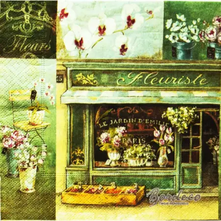Serwetka do decoupage francuska kwiaciarnia 33x33 Paper+Design Unikat