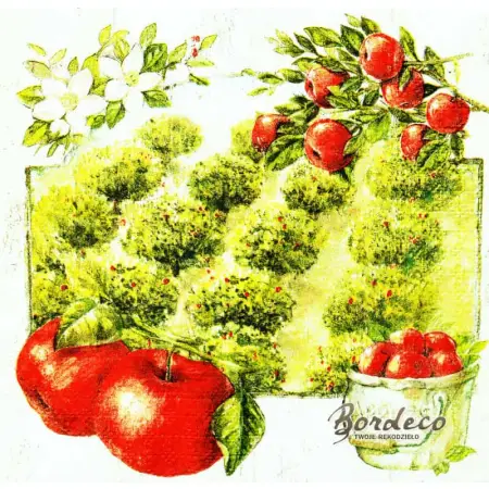 Serwetka do decoupage czerwone jabłka i sad 33x33 Paper+Design Unikat