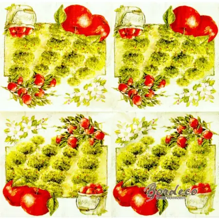 Serwetka do decoupage czerwone jabłka i sad 33x33 Paper+Design Unikat