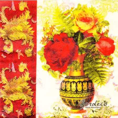 Serwetka do decoupage róże w wazonie 33x33 Paper+Design Unikat