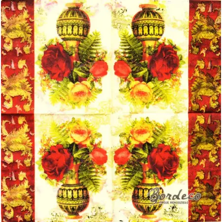 Serwetka do decoupage róże w wazonie 33x33 Paper+Design Unikat