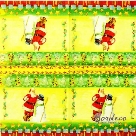 Serwetka do decoupage Mikołaj z bałwankiem 33x33 PAPSTAR Unikat