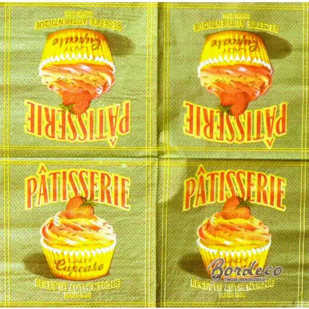 Serwetka do decoupage PATISSERE, babeczka z truskawką 33x33 PAPSTAR Unikat