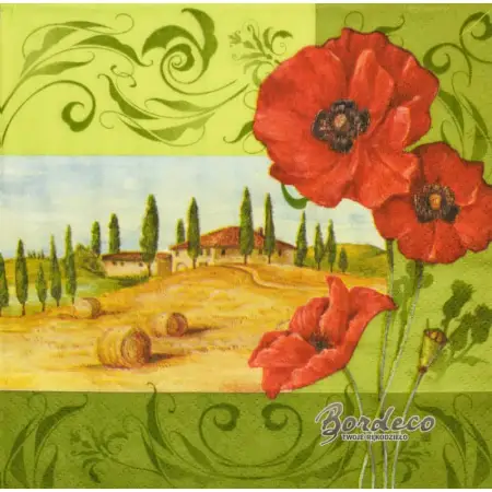 Serwetka do decoupage Toskania z makami 33x33 PAPSTAR Unikat