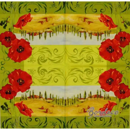 Serwetka do decoupage Toskania z makami 33x33 PAPSTAR Unikat