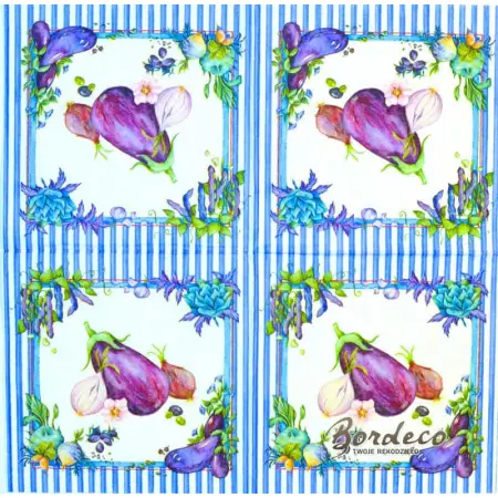 Serwetka do decoupage bakłażan, cebula, czosnek 33x33 PAPSTAR Unikat