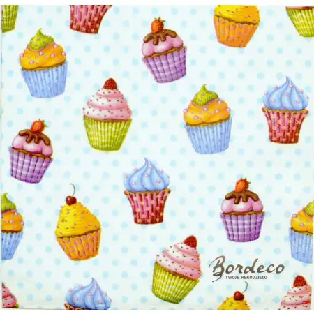 Serwetka do decoupage kolorowe babeczki, muffiny 33x33 PAPSTAR Unikat
