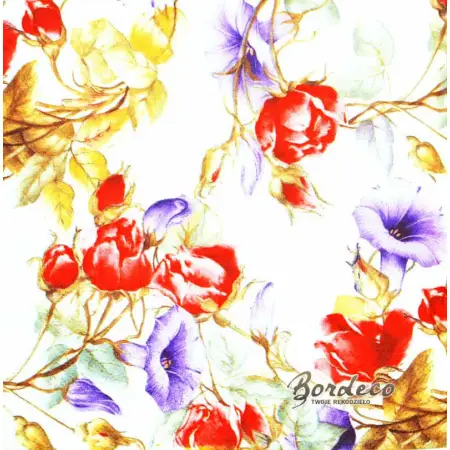 Serwetka do decoupage kwiaty róż i powoju 33x33 PAPSTAR Unikat