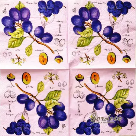 Serwetka do decoupage śliwki węgierki 33x33 PAPSTAR Unikat