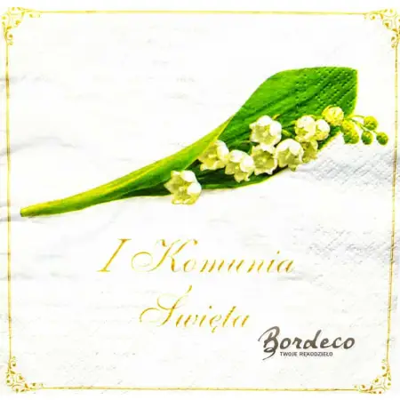 Serwetka do decoupage  I Komunia Święta  z konwalią 33x33 PAW Unikat