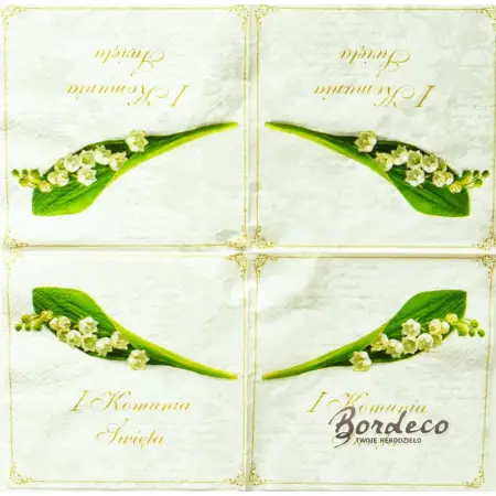 Serwetka do decoupage  I Komunia Święta  z konwalią 33x33 PAW Unikat
