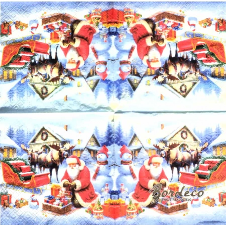 Serwetka do decoupage Mikołaj z prezentami 33x33 PAW