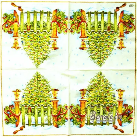Serwetka do decoupage choinka za płotem 33x33 PAW Unikat