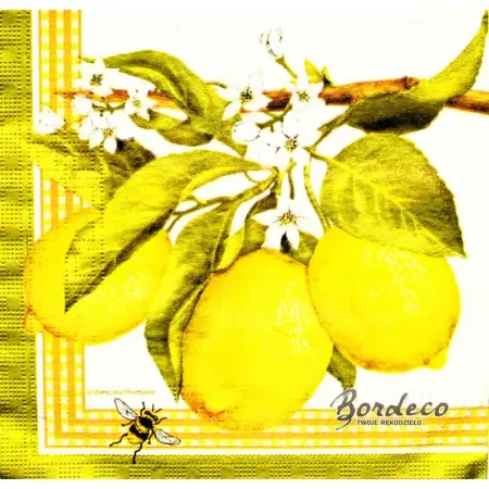 Serwetka do decoupage owoce i kwiaty cytryny 33x33 PAW Unikat