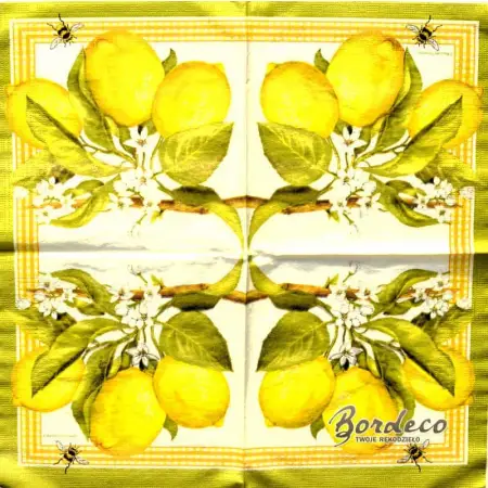 Serwetka do decoupage owoce i kwiaty cytryny 33x33 PAW Unikat