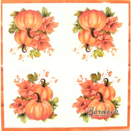 Serwetka do decoupage dynie i kwiaty 33x33 PAW