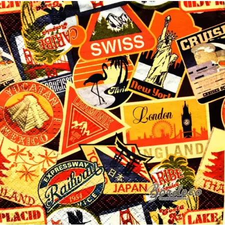 Serwetka do decoupage emblematy państw i miast 33x33 PAW Unikat
