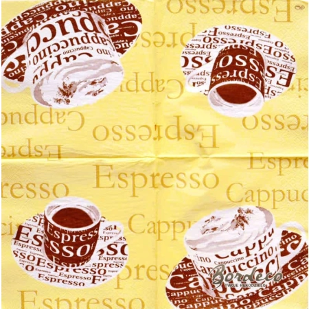 Serwetka do decoupage filiżanka kawy cappuccino, espersso 33x33 PAW
