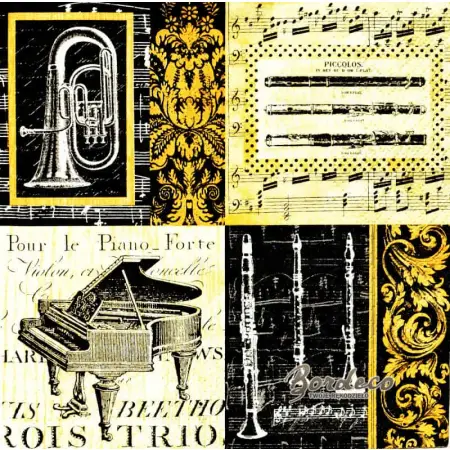 Serwetka do decoupage instrumenty muzyczne, mozaika 33x33 PAW Unikat