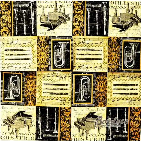 Serwetka do decoupage instrumenty muzyczne, mozaika 33x33 PAW Unikat