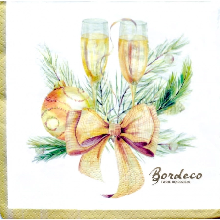 Serwetka do decoupage kieliszki z szampanem 33x33 PAW