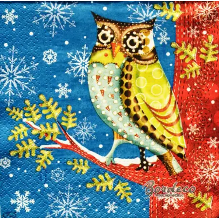 Serwetka do decoupage kolorowa sowa na drzewie 33x33 PAW Unikat