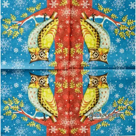 Serwetka do decoupage kolorowa sowa na drzewie 33x33 PAW Unikat