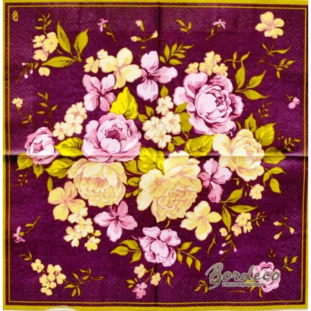 Serwetka do decoupage kompozycja kwiatowa z różami 33x33 PAW