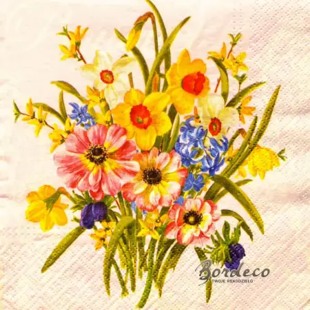 Serwetka do decoupage kompozycja wiosennych kwiatów 33x33 PAW Unikat