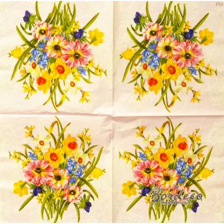 Serwetka do decoupage kompozycja wiosennych kwiatów 33x33 PAW Unikat