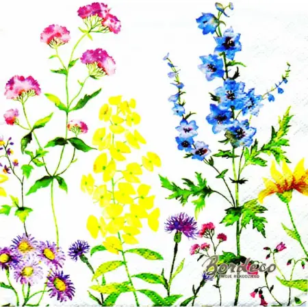 Serwetka do decoupage kolorowe kwiaty łąkowe 33x33 PAW Unikat